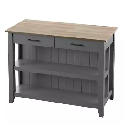 Twin Star Home Kitchen Island W/ Open Shelves 35.5  2-Shelves 2-Drawers Gray • $371.92