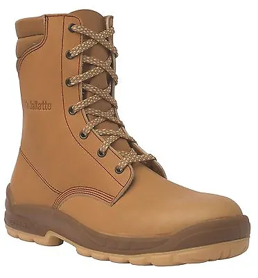 Jallatte Jalosbern High Mens Leather Steel Rigger Lace Honey Tan Brown Boot • £74.99