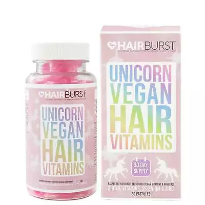 Hairburst Unicorn Vegan Hair Vitamins 30 Day Supply 60 Pastilles Boxed Brand New • £16.02