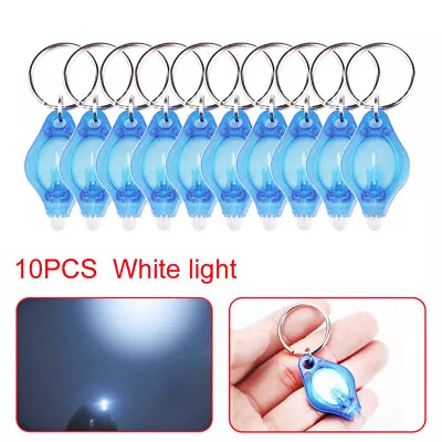 Nw 10pcs Mini Bright LED Micro Light Keychain Squeeze Light Key Ring Blue • £4.96