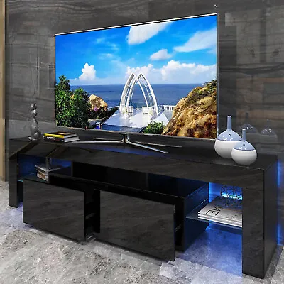 Modern Glossy LED TV Stand Entertainment Unit Console Media Table For 65  70  TV • $135.99