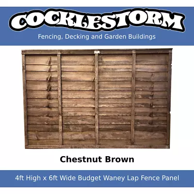 4ft High X 6ft Wide Chestnut Brown Fence Panel - Free Delivery Within 60 Miles • £27