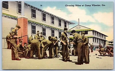 Postcard GA Macon Georgia Camp Wheeler Cleaning Rifles US Army Soldier Mail A41 • $11.99