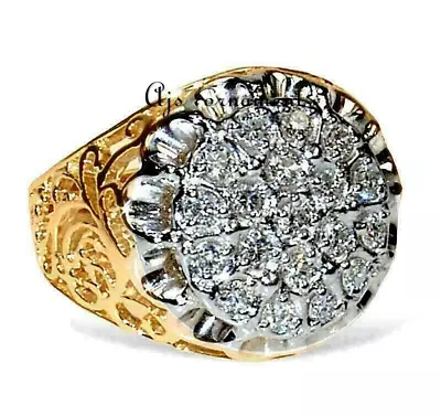 1CT Men's Kentucky Cluster Lab Created Diamond Ring 14k Yellow Gold Plated. • $117