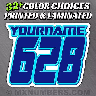 MX Number & Name Plate Decals Sticker Sliced Style Race ATV SX Dirt Bike Kart YZ • $25.99