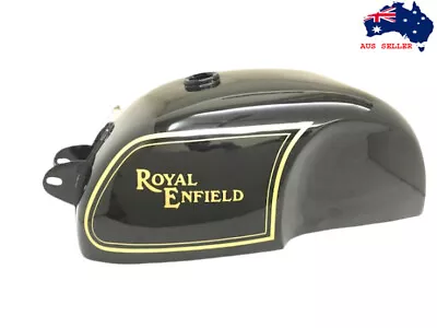 ROYAL ENFIELD CAFE RACER STEEL BLACK PAINTED 4 GALLON GAS FUEL TANK |Fit For • $404.25
