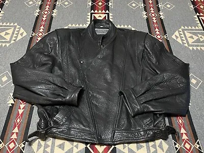 MICHAEL HOBAN NORTH BEACH LEATHER JACKET SIZE 44 Vintage Full Zip T69 • $89.96