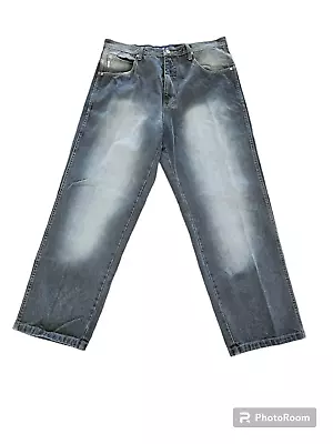 Koman Jeans Mens 38x32  Streetwear Hip Hop Denim Grey Blend VTG • $33.15