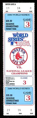 1986 World Series Game 3 Full Ticket Mets Vs Red Sox Fenway Park High Grade   • $69