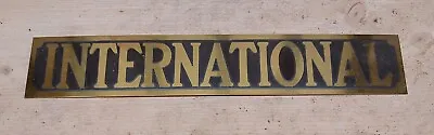 £85 • Buy INTERNATIONAL Brass Tractor Front Name Badge For Classic Vintage Tractor 10-20