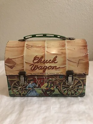 Vintage Chuck Wagon Dome Top Metal Lunch Box • $75