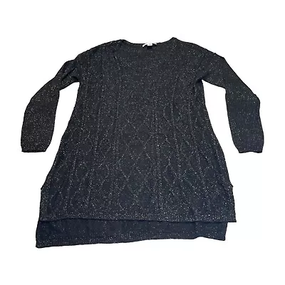 Motherhood Maternity Sweater Women's Medium Black Cable Knit V-Neck Long Sleeve • $15.57