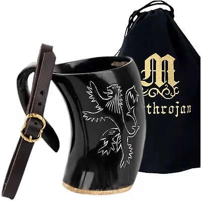 Viking Drinking Tankard Wine Beer Mead With Medieval Buckle Leather Strap 800 ML • $69.99