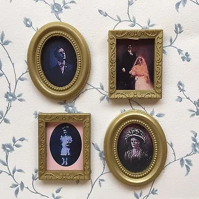 Dolls House 4 Portraits (Photos) In Frames Miniature Wall Paintings 1:12 Scale • £4.78