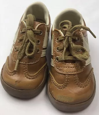 Vintage Trax Baby Toddler Shoes Sz 4 Brown White Retro • $20.01