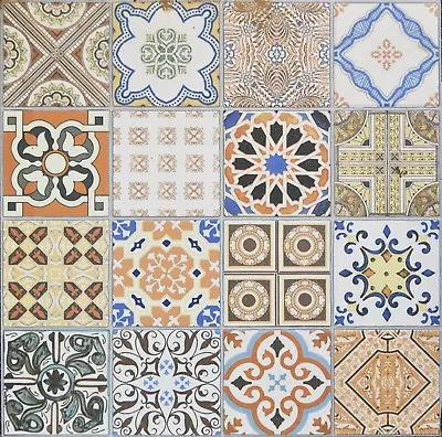 £1.50 • Buy CUT SAMPLE ONLY Porcelain Moroccan Pattern Feature Floor & Wall Patchwork Tiles 