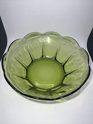 Vintage Avocado Green Glass Anchor Hocking 8  Serving Bowl • $15