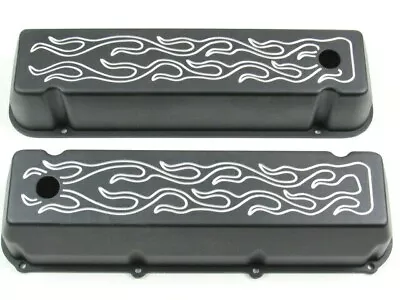 Ford 429-460 Aluminum Tall Baffled Valve Cover W Hardware Flames BLK E41233BK • $99.99