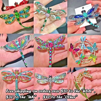 Crystal Dragonfly Brooches Pin Women Vintage Enamel Insect Metal Jewelry Bug Pin • $4.09