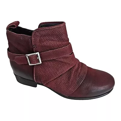 Miz Mooz Suzy Women's 8.5-9 Wide EU 39 Merlot Leather Ankle Boots • $98.27