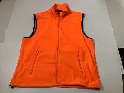 $12 • Buy Harriton Vest Mens Size Large Fleece Zip Pockets Hunter Blaze Orange