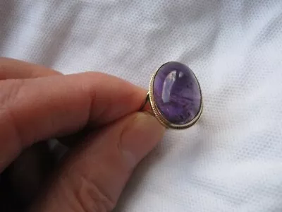9ct Gold Cabochon Amethyst  Ring Size O • £100