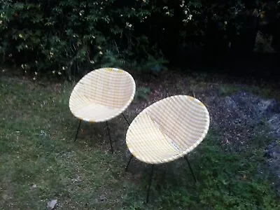 Retro Vintage Saucer Chairs Pair From The 1960s Or 70s • $95