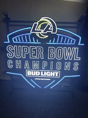 New LA RAMS Super Bowl Champions Bud 24  Light LED Neon Sign Man Cave Game Room • $329.99