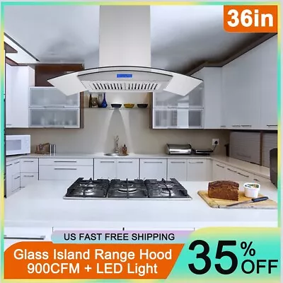 Tieasy 36  Island Glass Range Hood 900CFM Stainless Steel Vent Touch Control New • $299.99