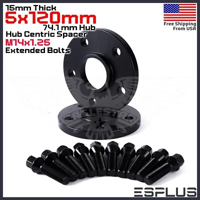 [2] 15mm Thick BMW X5/X6 5x120mm CB 74.1 Wheel Spacer Kit Extended Bolt Included • $59.99