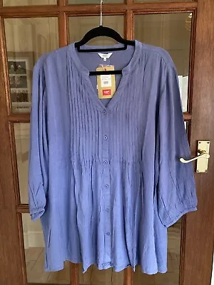 BNWT Cotton Traders Crinkle Tunic Top Blouse Size 20 Dusky Lavender • £9.99