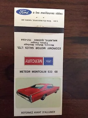 Mercury Meteor Montcalm 1968 68 Vintage Matchbook • $4