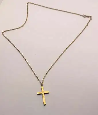 Vintage Gold Filled Dainty Simple Cross Pendant Necklace • $25