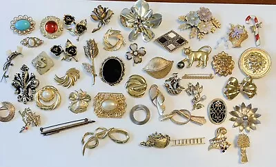 Vintage-Now Gold Tone Brooch Lot  Kerissa Spain Damascene Sarah Cov 45 Pc Oro • $19