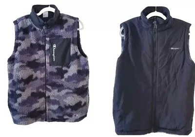 Champion AOP REVERSIBLE Men's Cozy Sherpa Fleece Full Zip Camo Vest Size Medium  • $28.50