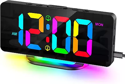 AMIR Digital Alarm Clock Large LED Digital Clock For Bedrooms With 10 Colors Ni • $27.78