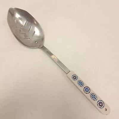 Vintage Ace Ekco? USA Slotted Serving Spoon Blue Purple Tulip Handle • $14.99