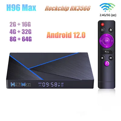 H96 Max V56 Android 12.0 TV Box RK3566 4G/8G 64G Dual Wifi 4K H.265 Media Player • $144.09