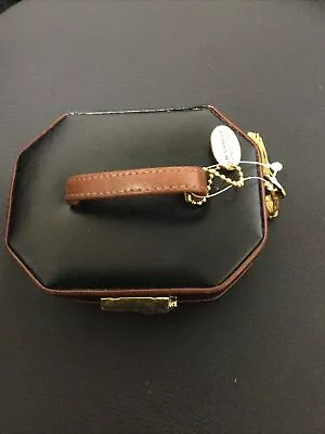 H SAMUEL Travel Jewellery Box Leather Covered Black Tan Key Tassle 12.5 X 5.5cm. • £5