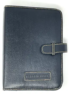 Perry Ellis Personal Planner Black Leather 6 Ring Binder Leather Tab Insert • $14.99