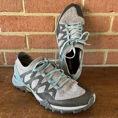 Merrell Siren Edge 3 Women Size 7 Trail Hiking Athletic Running Shoe Gray Blue • $60