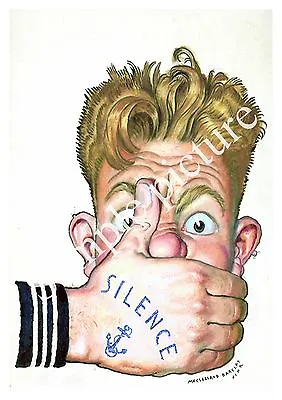 Silence : Vintage Wartime Public Information Ad  Reproduction Poster Wall Art. • £5.09