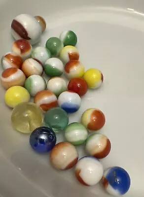 VINTAGE MARBLES MIXED LOT OF 28 MOSTLY VITRO AGATE Rare Shooter Cat • $10