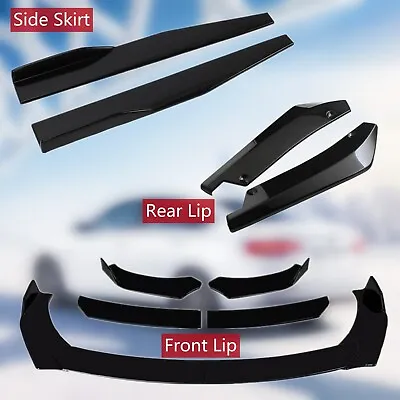 Glossy Black Front Bumper Spoiler Body Kit / Side Skirt /Rear Lip For Universal • $38.89