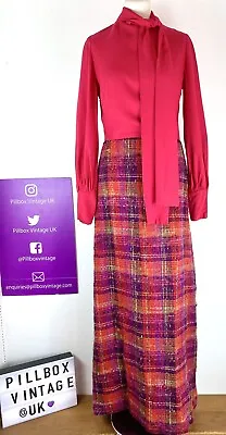 1960s Size 12 Horrockses True Vintage Red Crepe & Wool Tartan Maxi Dress • £158.40