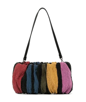 $185 • Buy STAUD Shoulder Bag Womens Beaded Leather Top Zip Convertible Clutch Wristlet