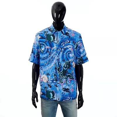 DIOR X KENNY SCHARF 1750$ Oblique Shirt - Short-Sleeve Silk/Cotton Jacquard • $980