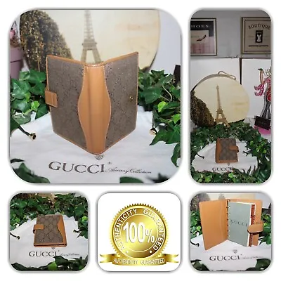 $398 • Buy Alluring-gucci Gg Monogram Biege & Brown Leather Medium Planner!