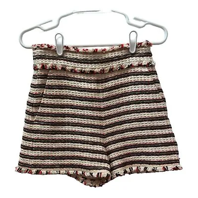 Zara  Women Striped High Rise With Fringe Detail Shorts Size XS • $24