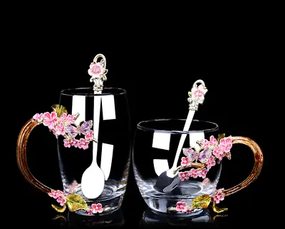 Creative Tea Cup Home Glass Water Cup Juice Cup With Handle Coffee Mug Love Life • $37.54